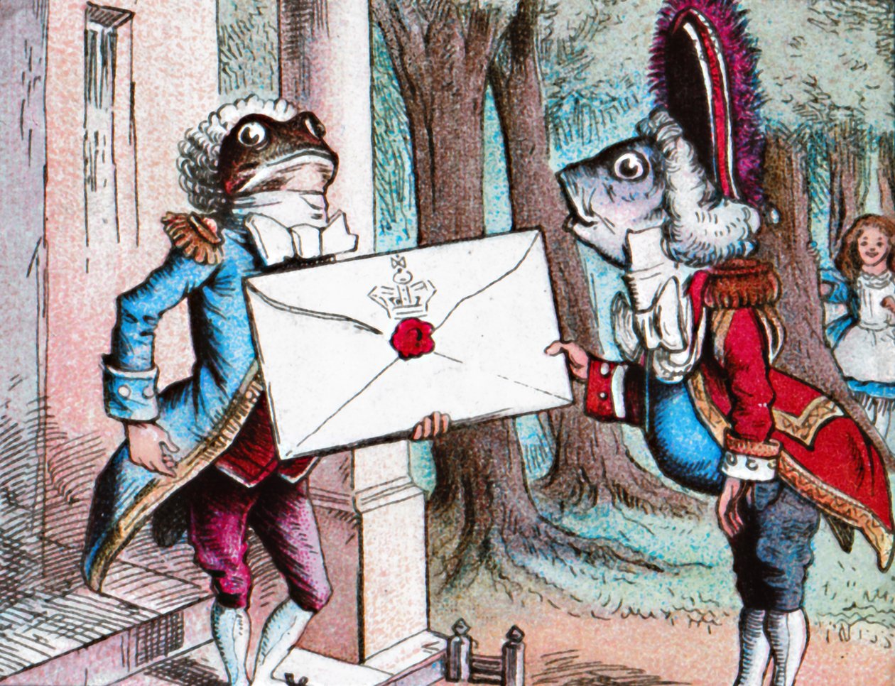 O sapo lacaio entrega o convite, c1910 de John Tenniel