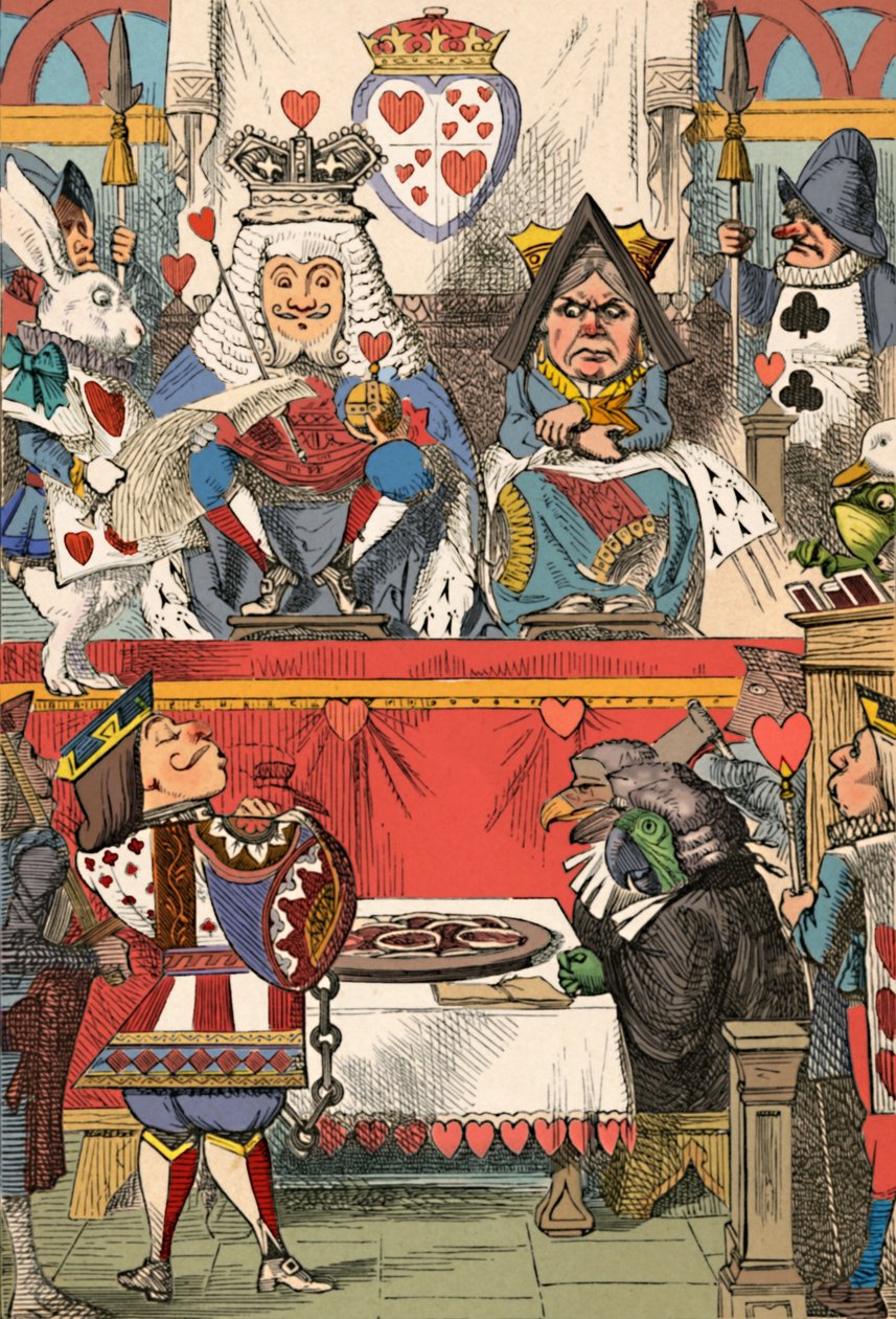 O rei e a rainha de copas no tribunal, 1889 de John Tenniel