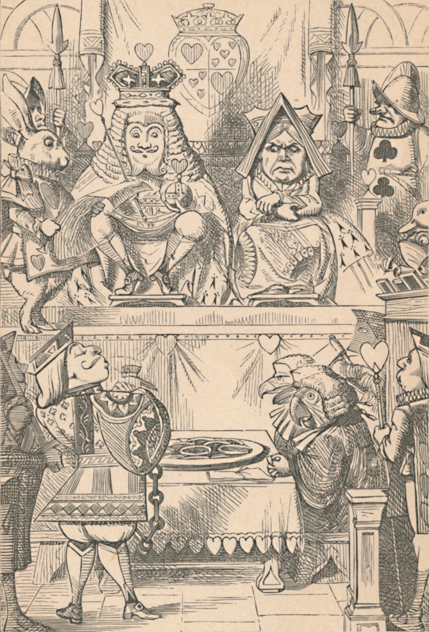 O rei e a rainha de copas no tribunal, 1889 de John Tenniel