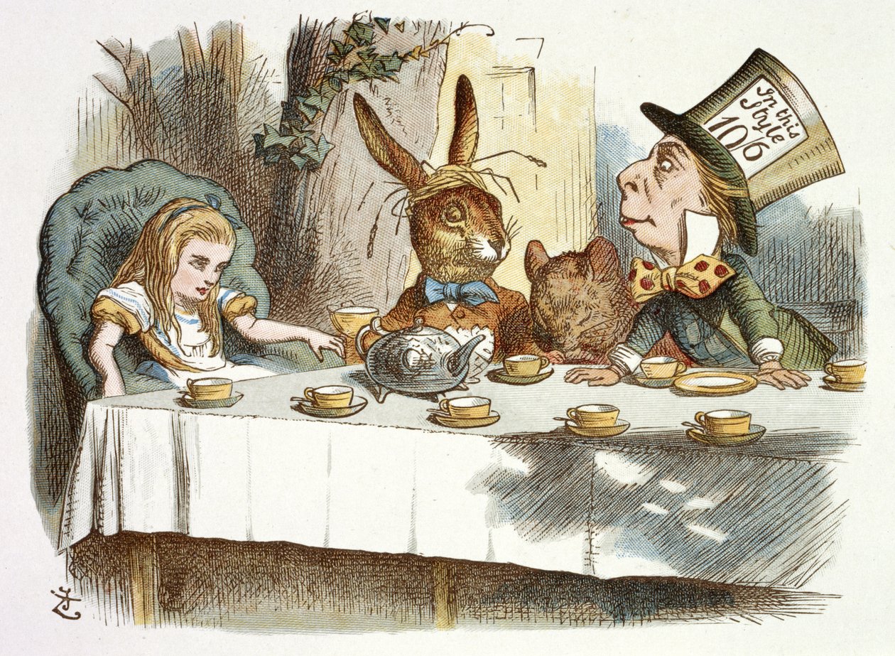 A festa do chá do Chapeleiro Louco de John Tenniel