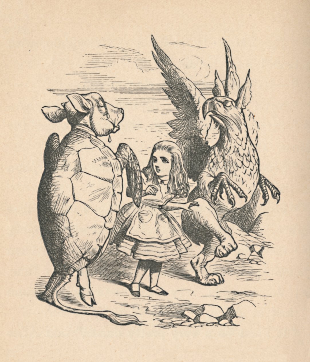 A tartaruga simulada, Alice e o Grifo, 1889 de John Tenniel
