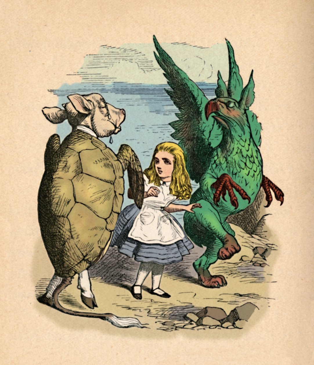 A tartaruga simulada, Alice e o Grifo, 1889 de John Tenniel
