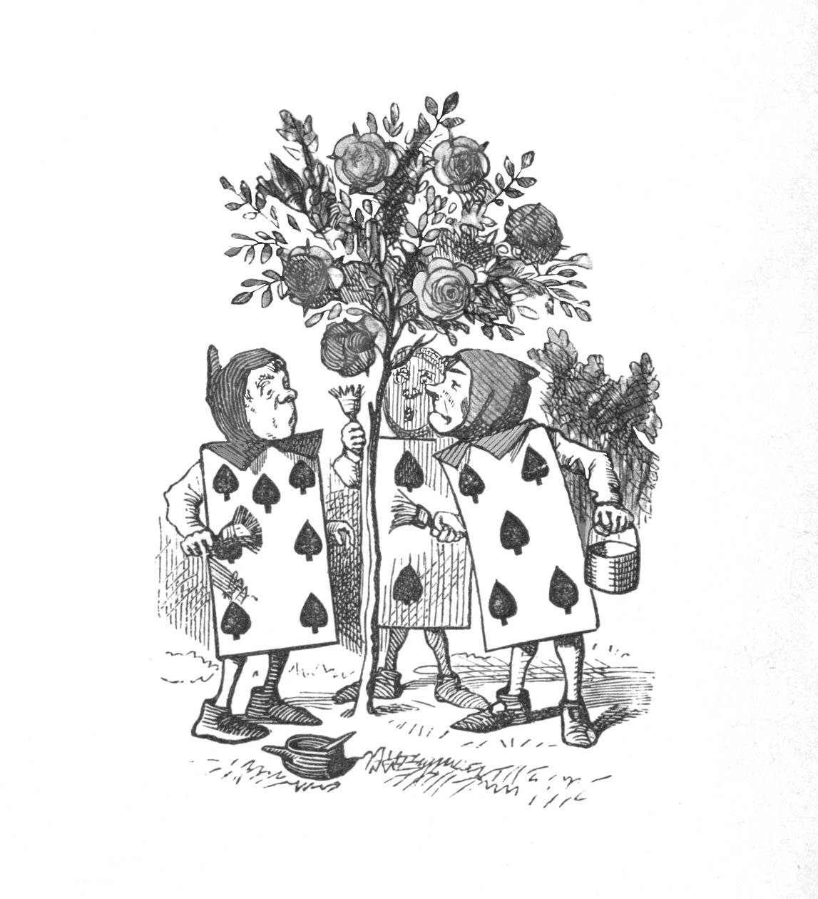 As cartas de jogar pintando as roseiras, 1889 de John Tenniel