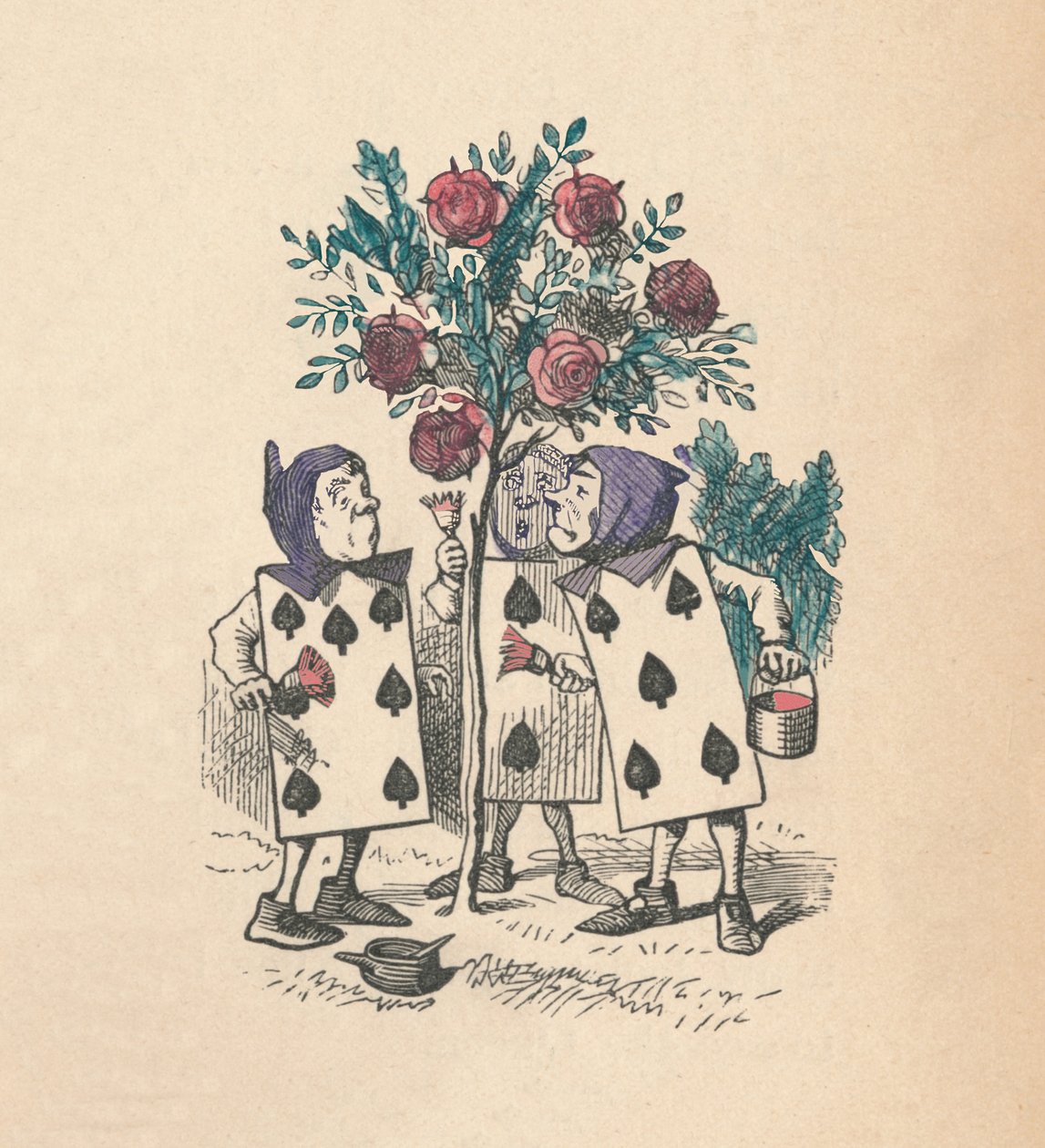 As cartas de jogar pintando as roseiras, 1889 de John Tenniel