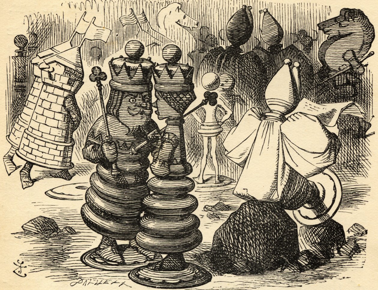 O Rei e a Rainha Vermelhos. Ilustração de Sir John Tenniel de John Tenniel