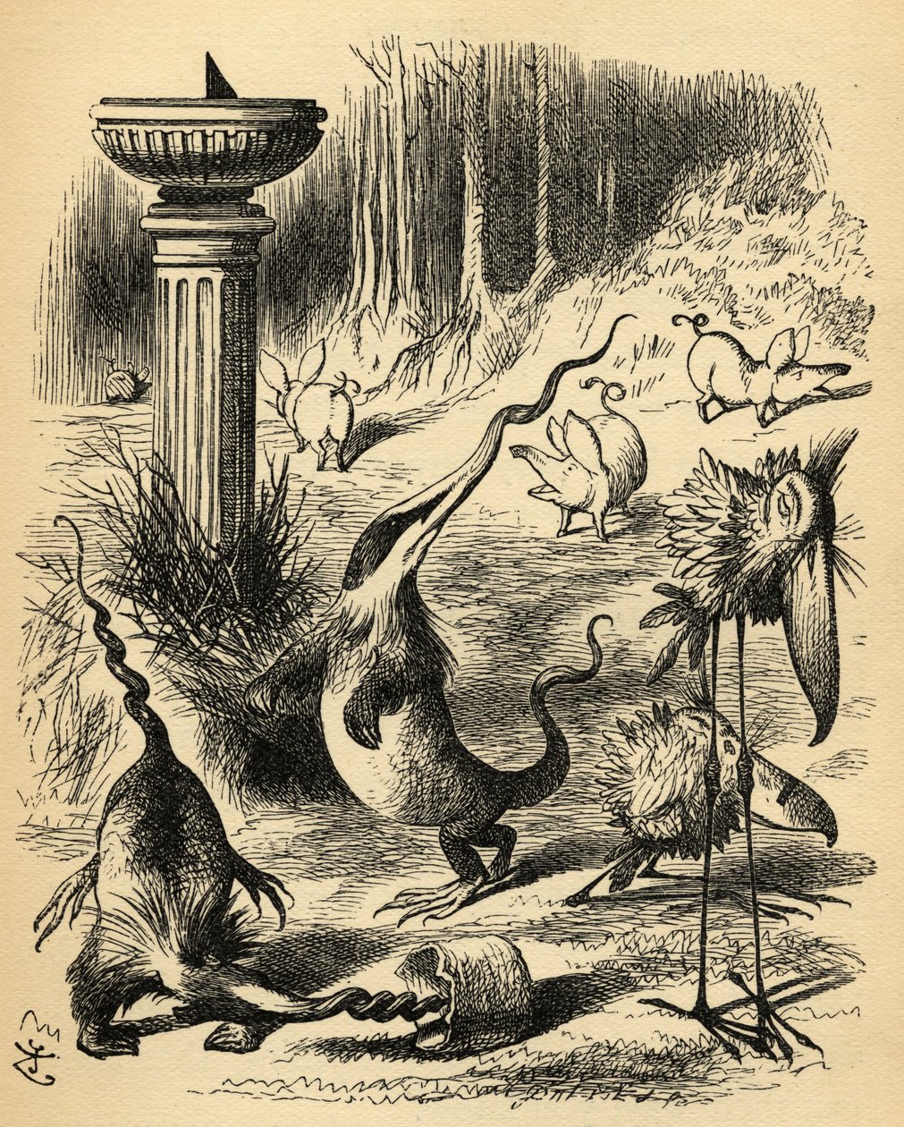 Os Slithy Toves. Ilustração de Sir John Tenniel de John Tenniel