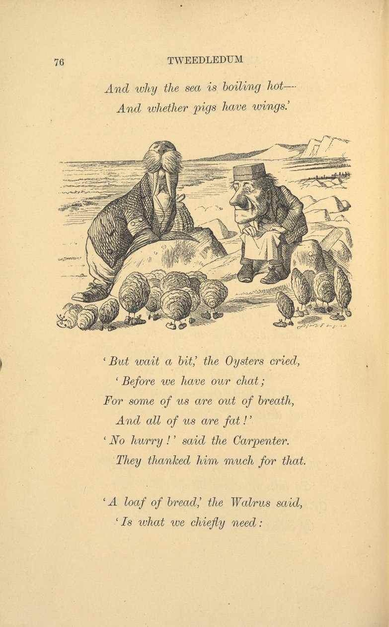 A morsa e o carpinteiro com ostras. de John Tenniel