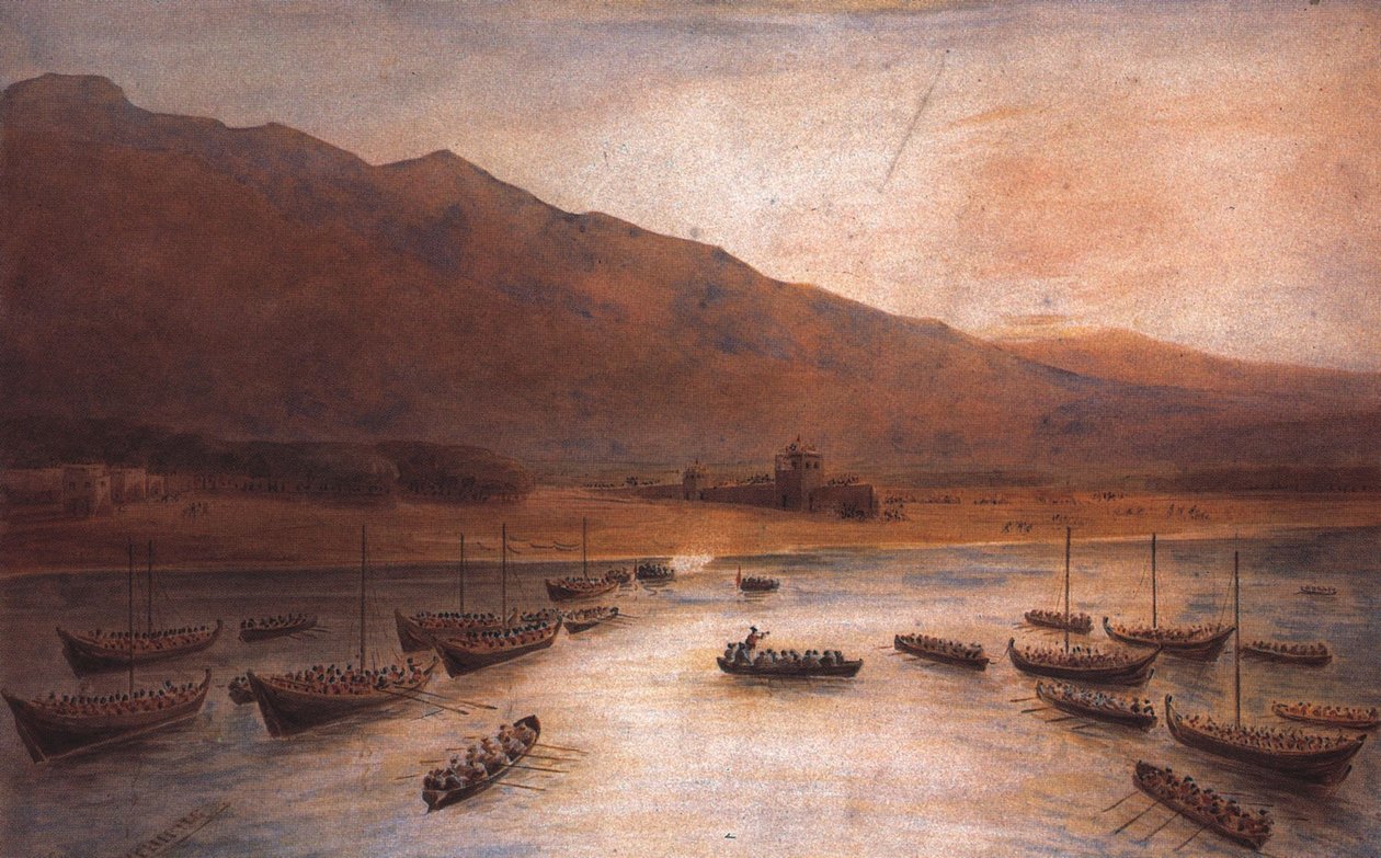 Tropas britânicas desembarcando em Ras Al Khaimah 1809 por J. Thirtle de John Thirtle