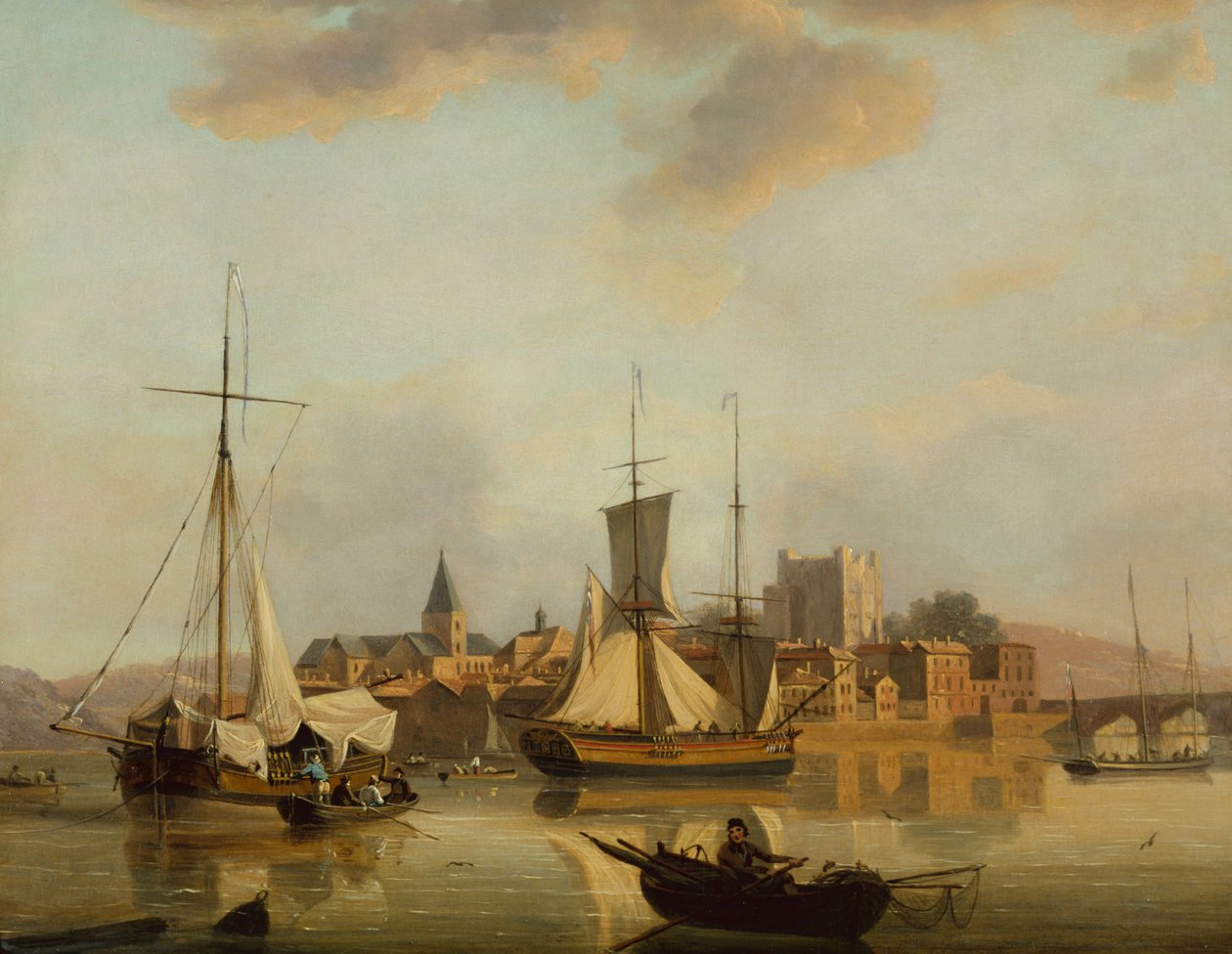 Uma vista de Rochester com frete (óleo no painel) de John Thomas Serres