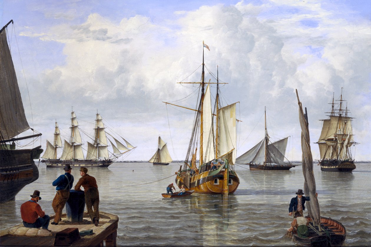 Envio no estuário do Tamisa, 1820 de John Thomas Serres