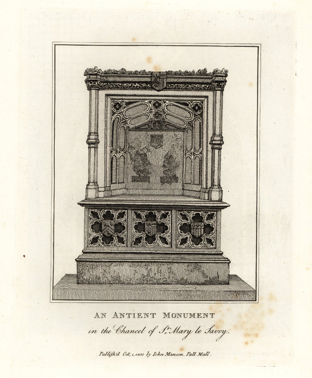 Antigo monumento na capela-mor de St Mary le Savoy (agora a Capela da Sabóia) de John Thomas Smith