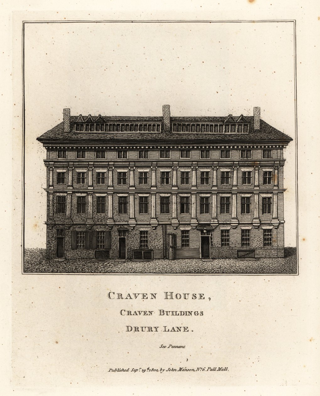 Craven House, Edifícios Craven, Drury Lane, Londres de John Thomas Smith
