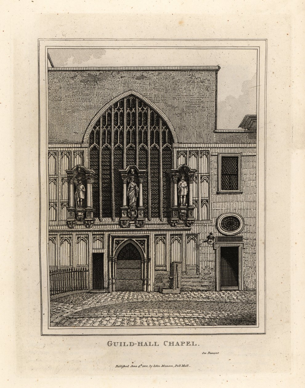 Capela Guild-hall, reconstruída em 1440, parte do século 12 Guildhall em Londres de John Thomas Smith