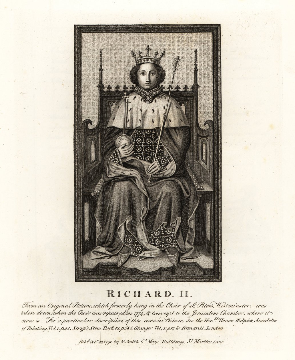 Rei Ricardo II de Inglaterra, de um quadro original pendurado no Coro de St. Peters Westminster de John Thomas Smith