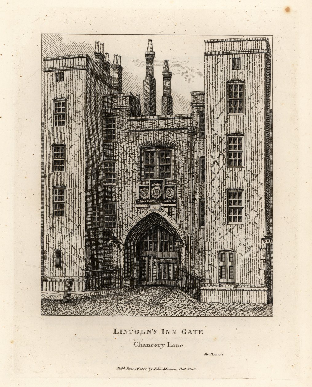 Lincolns Inn Gate, Chancery Lane, Londres de John Thomas Smith