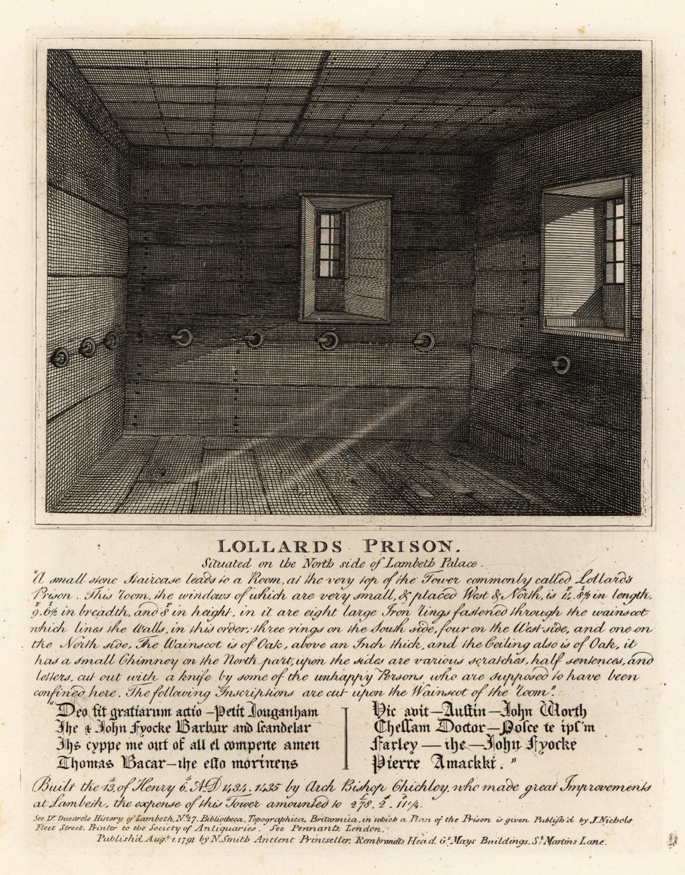 Prisão de Lollards, na torre do Palácio Lambeth de John Thomas Smith