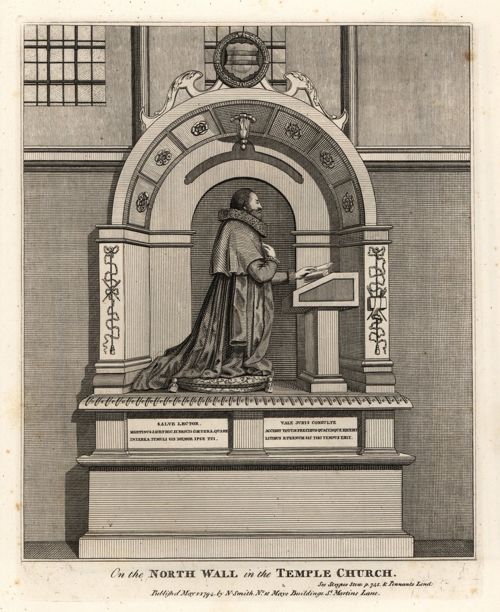 Monumento ao advogado Richard Martin, gravador de Londres (1570-1618), na Igreja do Templo de John Thomas Smith