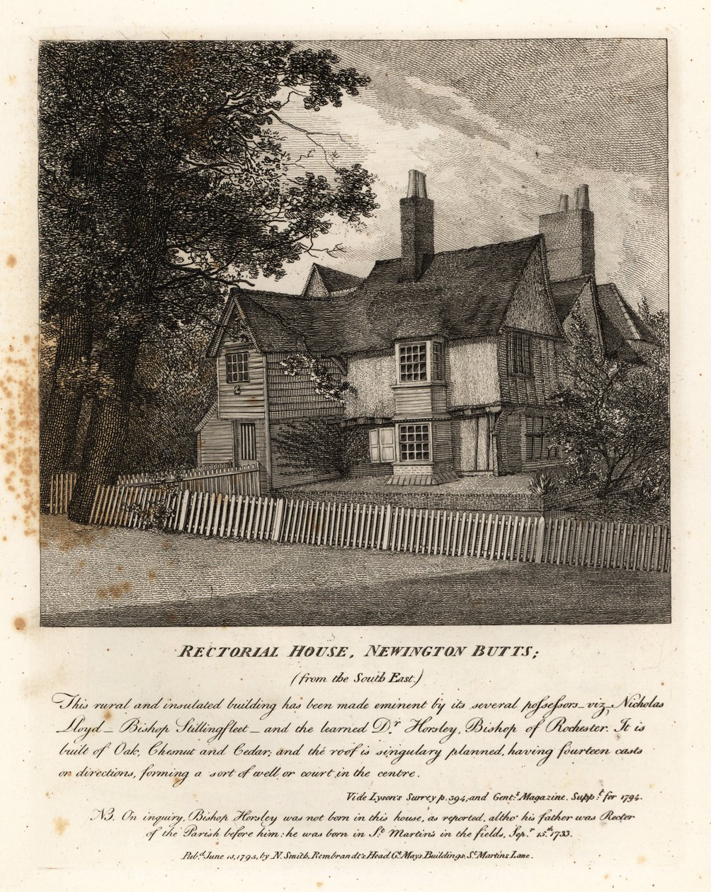 Casa Rectorial, Newington Butts de John Thomas Smith