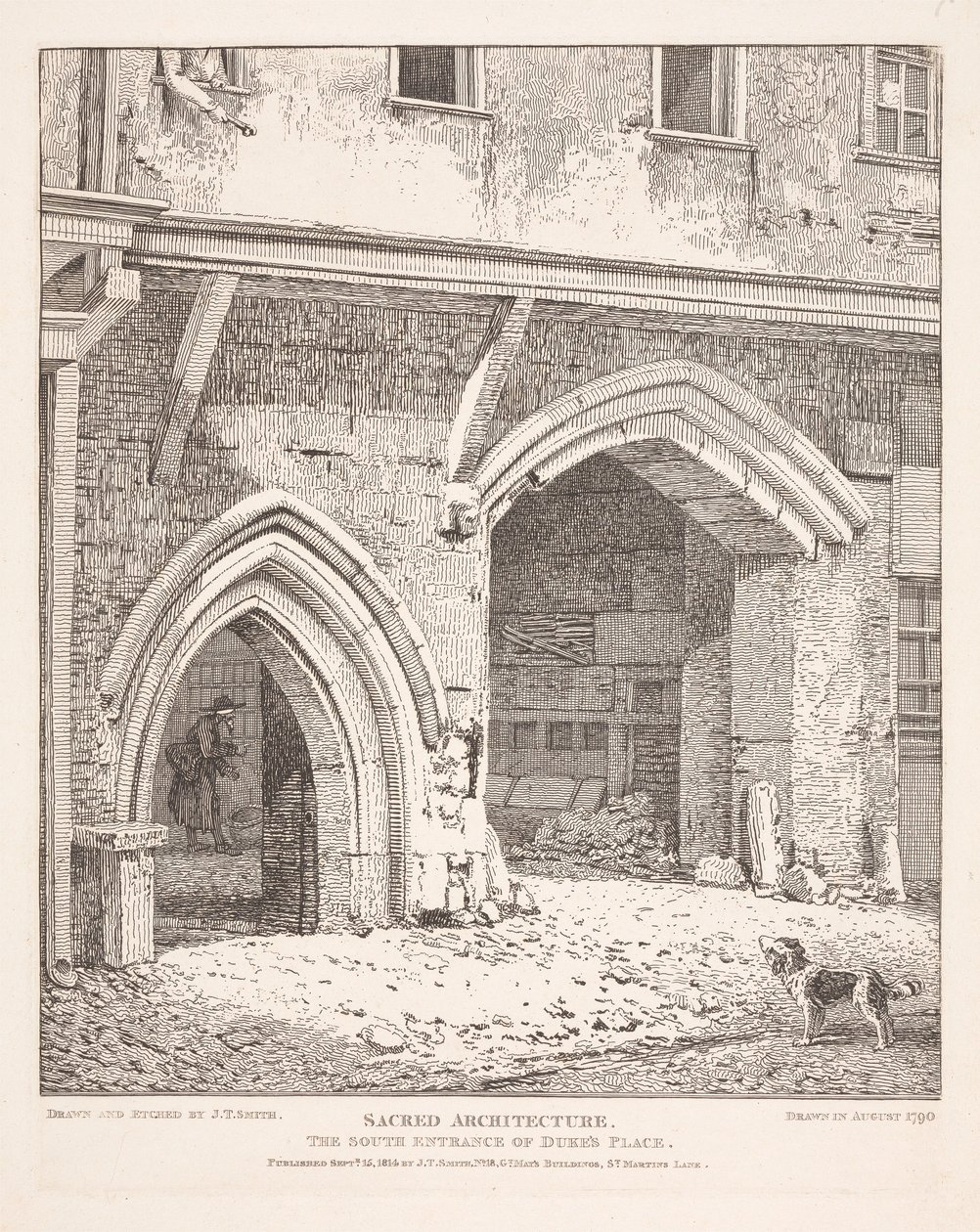 Arquitetura sacra: a entrada sul de Dukes Place de John Thomas Smith