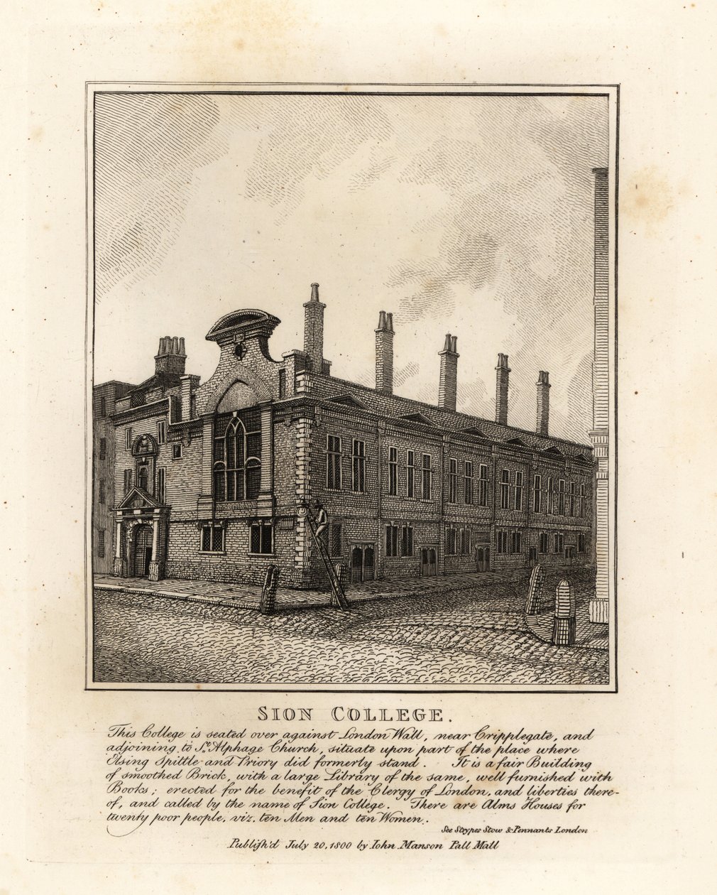 Sion College, em London Wall, perto de Cripplegate de John Thomas Smith