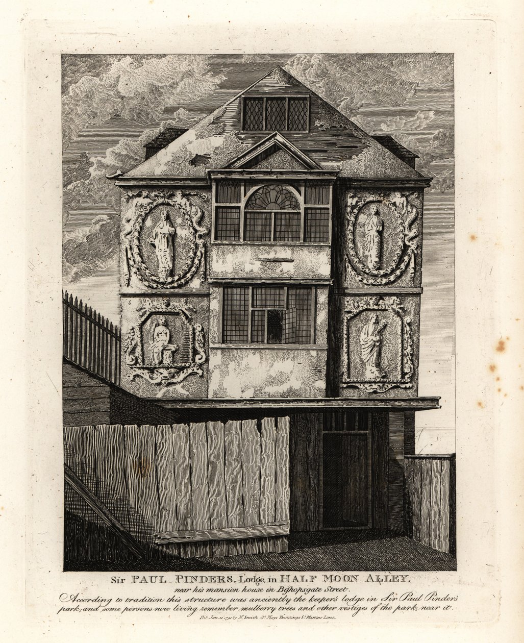 Sir Paul Pinders Lodge em Half Moon Alley de John Thomas Smith