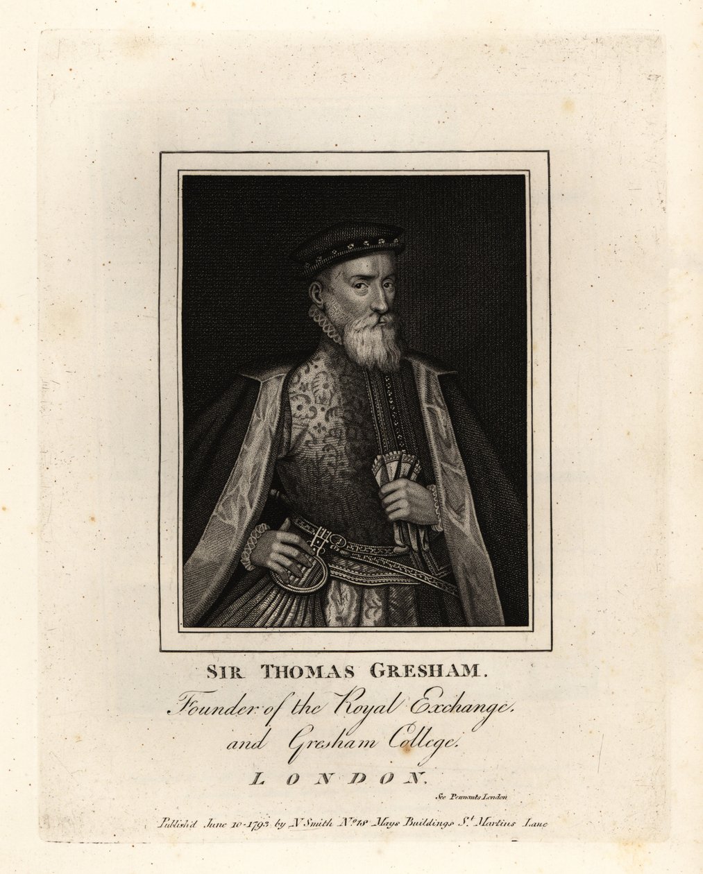 Sir Thomas Gresham, comerciante e financeiro inglês, fundador do Royal Exchange e do Gresham College de John Thomas Smith