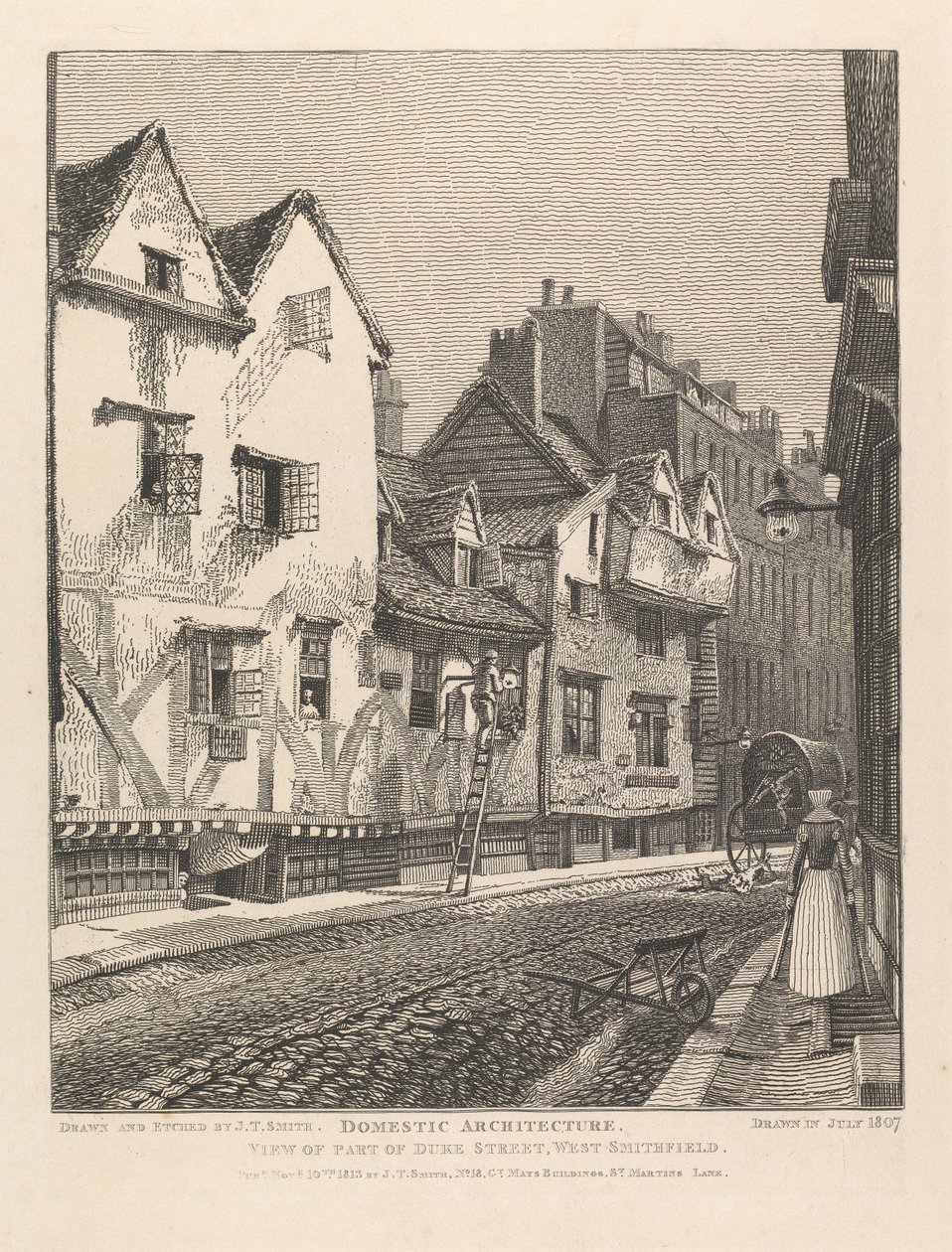 Vista de uma parte da Duke Street, West Smithfield de John Thomas Smith