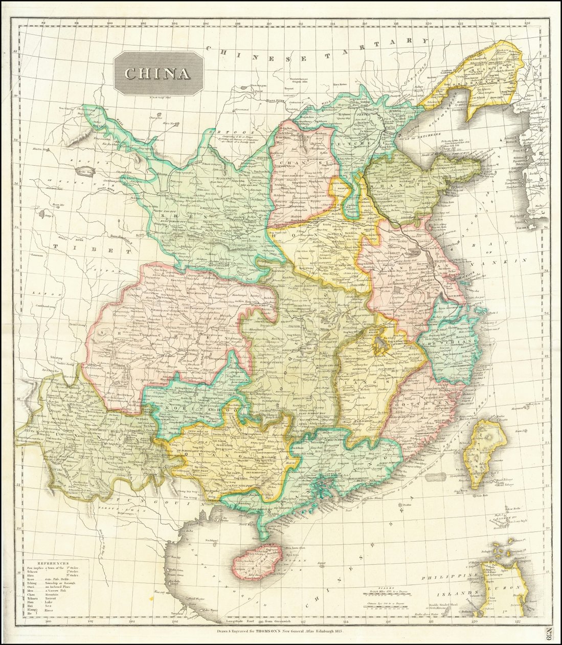 Mapa da China de 1815 de John Thomson