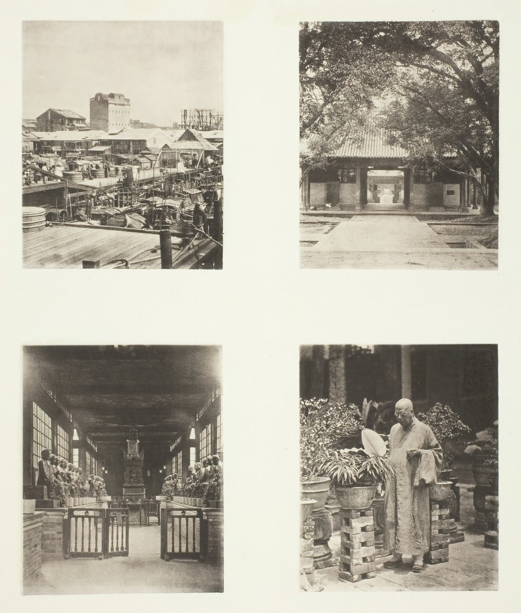 Uma loja de penhores de Cantão, Templo Honam, Cantão, Templo dos Quinhentos Deuses, Cantão..., c. 1868. de John Thomson