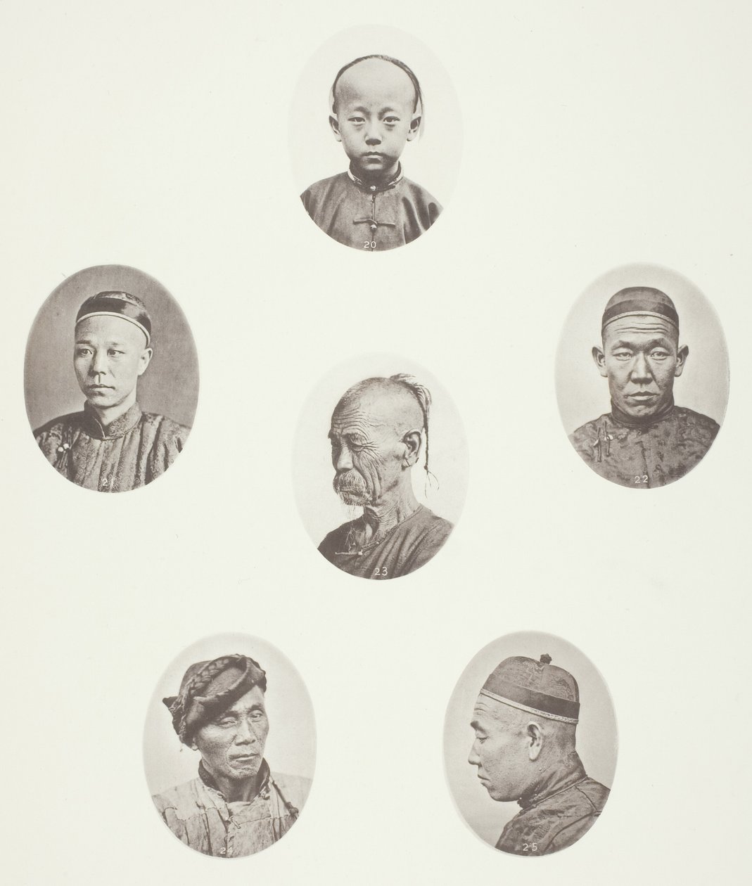 Menino cantonês; comerciante cantonês; Cabeça Masculina Mongol; Uma Cabeça Venerável; Um Trabalhador; Cabeça masculina da Mongólia de John Thomson