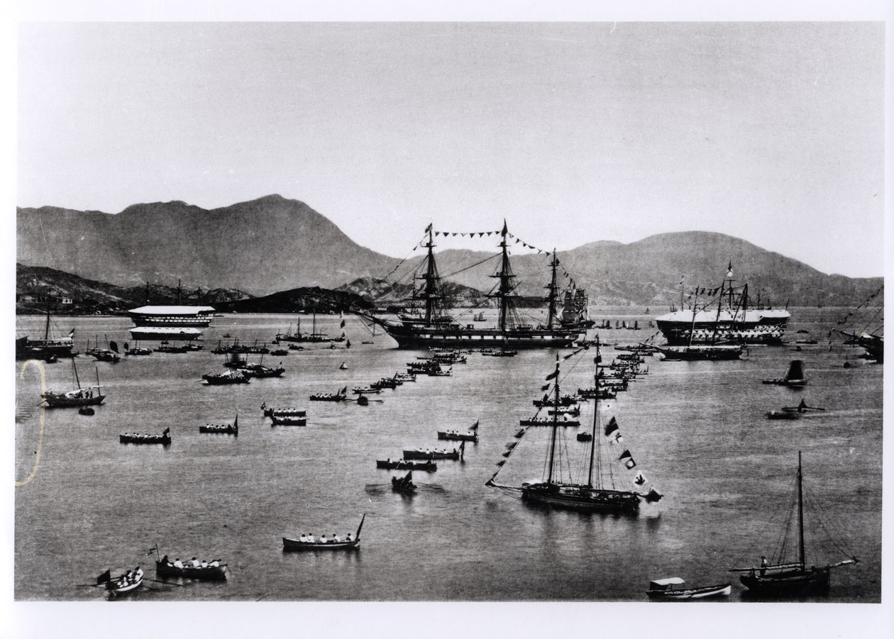 Vista do Porto, Hong Kong, de "Ilustrações da China e seus habitantes", de J. Thomson, publicado em 1873 de John Thomson