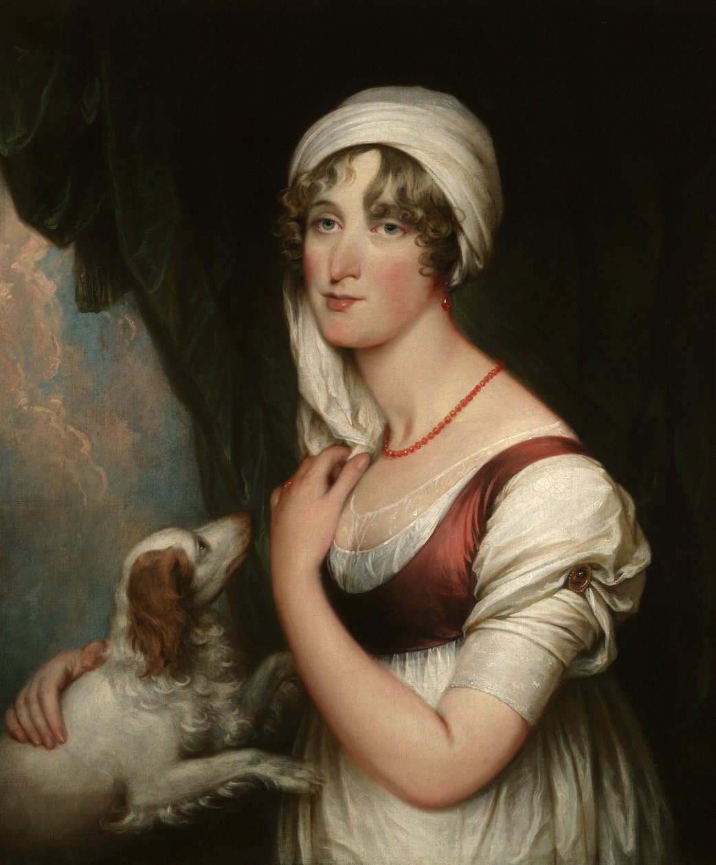 Sarah Trumbull com um spaniel de John Trumbull