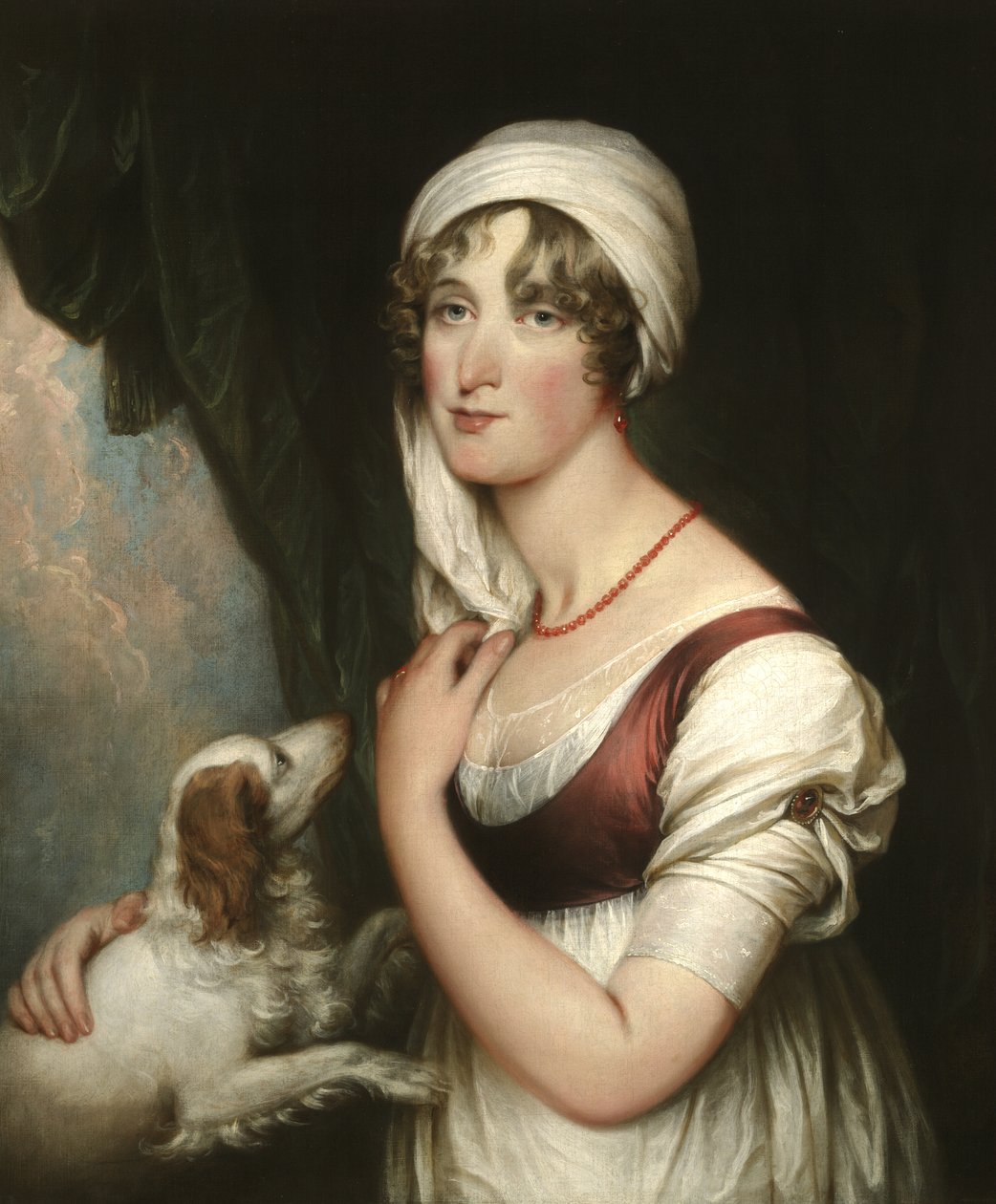 Sarah Trumbull com um Spaniel, c.1802 de John Trumbull