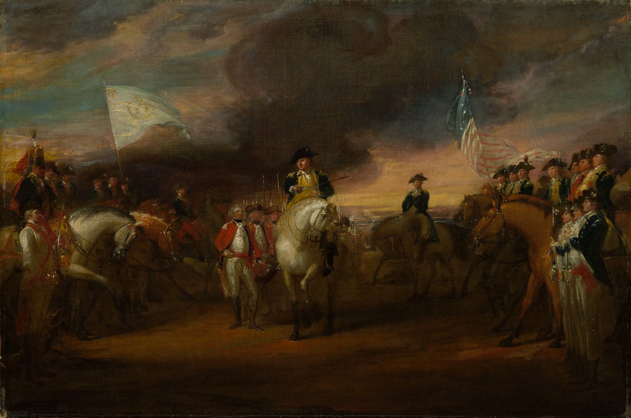 Estudo para "The Surrender of Lord Cornwallis at Yorktown", c.1787-91 (óleo sobre tela) de John Trumbull
