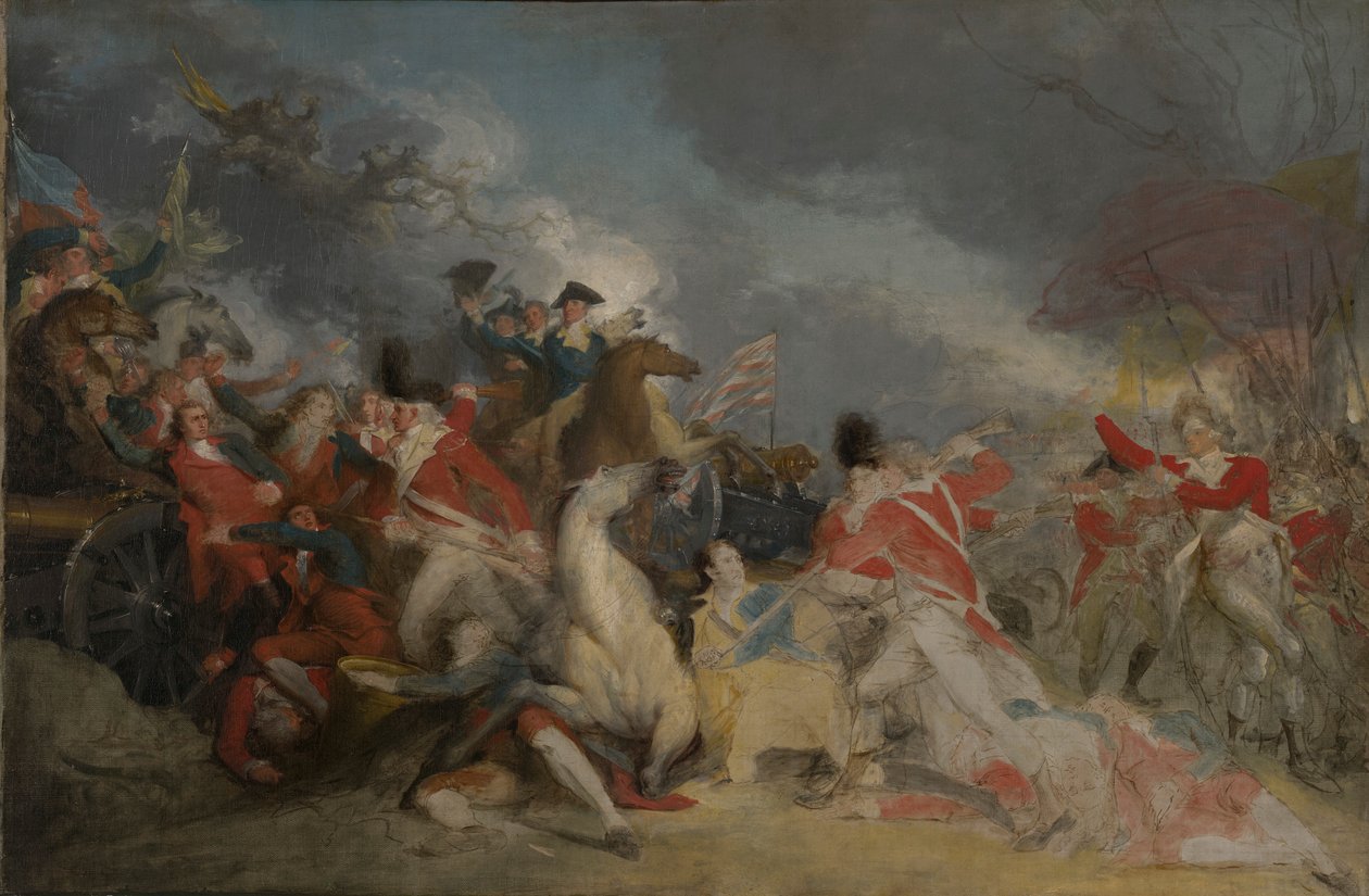 A Morte do General Mercer na Batalha de Princeton, 3 de janeiro de 1777 (versão inacabada) de John Trumbull