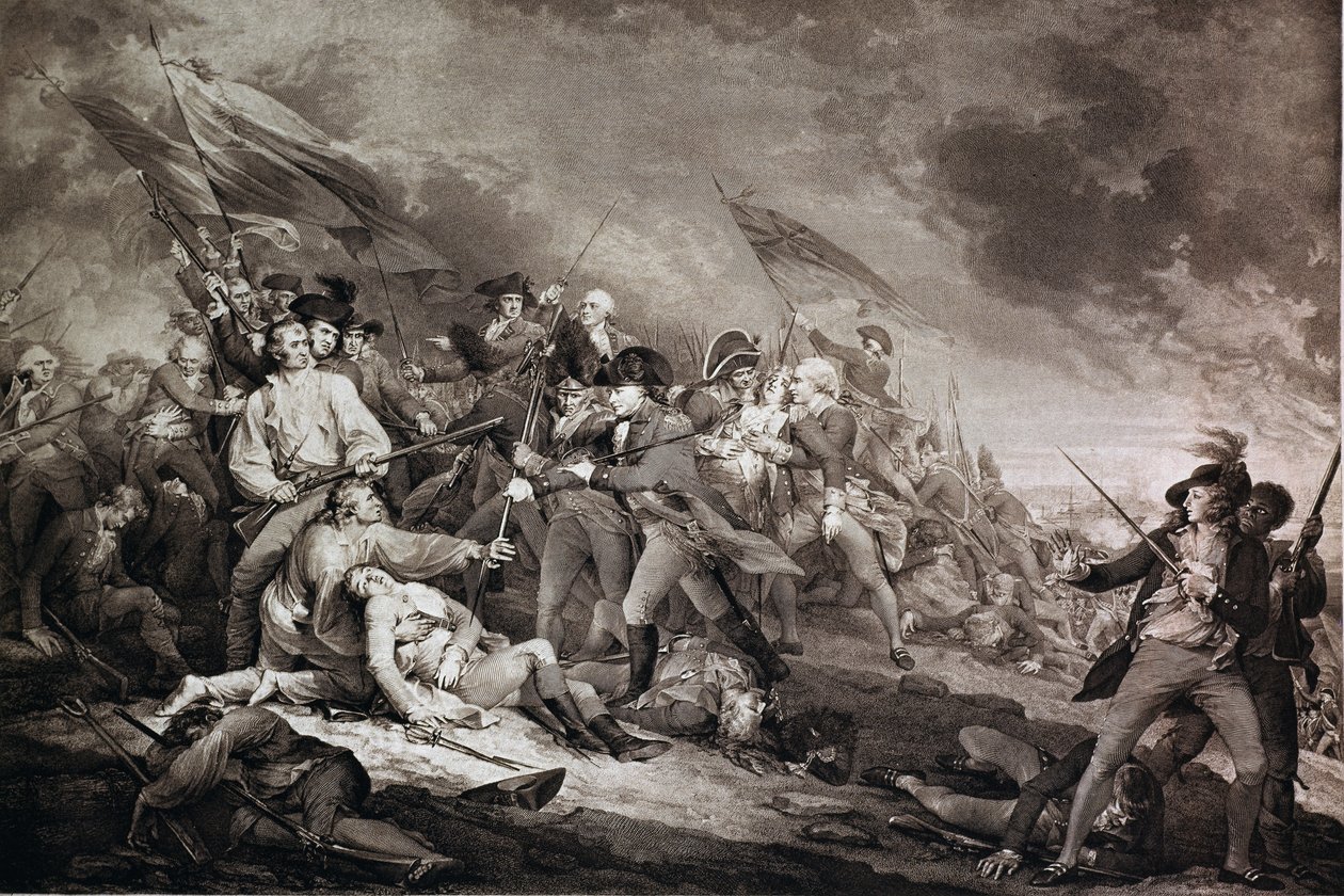 A Morte do General Warren na Batalha de Bunker&39;s Hill, 17 de junho de 1775, publicada por Anthony C. de Poggi, Londres, 1798 de John Trumbull