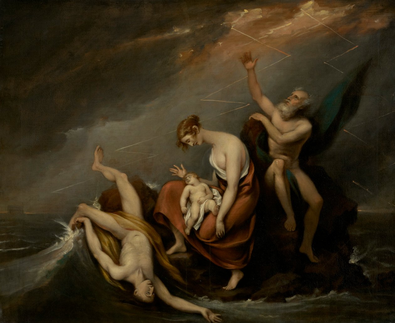 A última família que pereceu no dilúvio (Gênesis 7:4-24) de John Trumbull