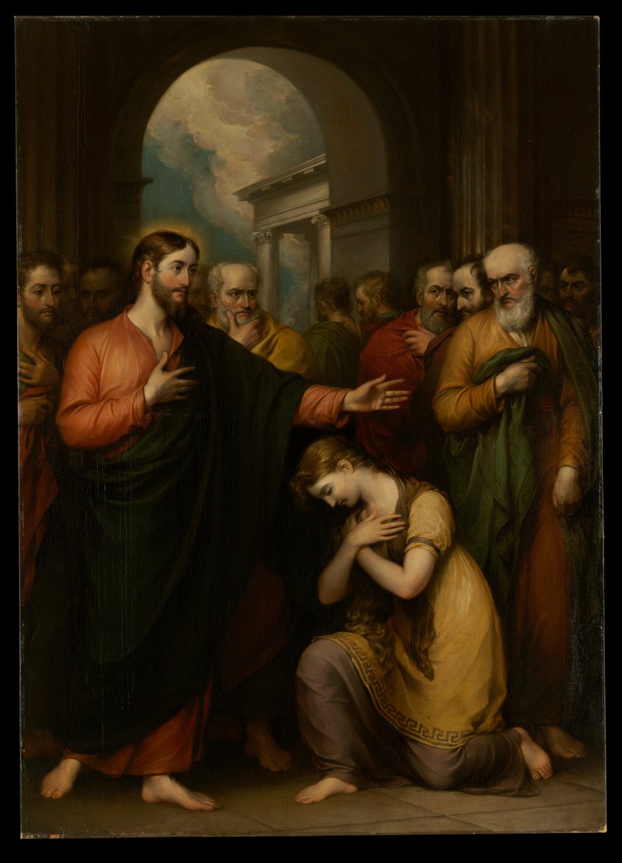A mulher apanhada em adultério de John Trumbull