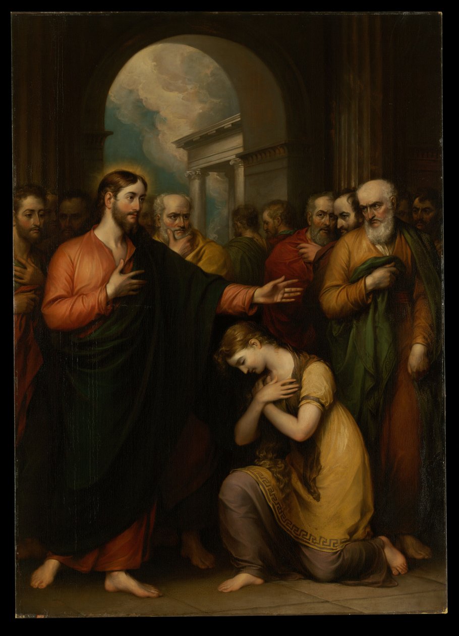 A mulher apanhada em adultério de John Trumbull