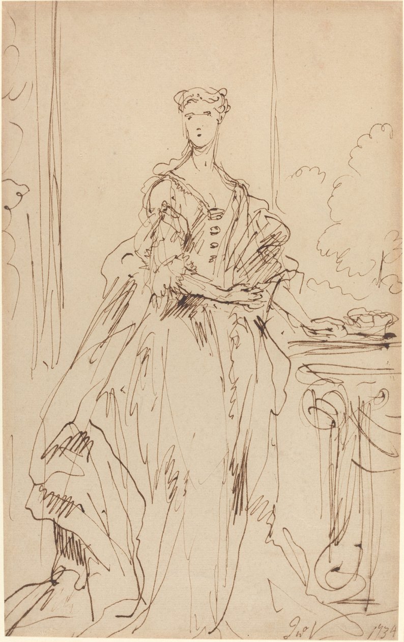 Retrato de uma dama em pé de John Vanderbank