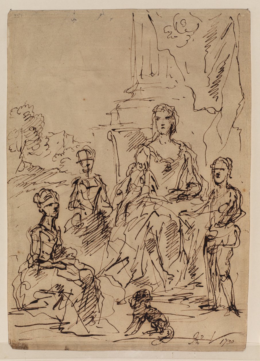 Esboço para um grupo de retratos de família, 1730 de John Vanderbank