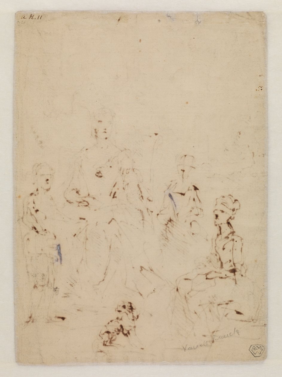 Esboço para um grupo de retratos de família, verso, de John Vanderbank