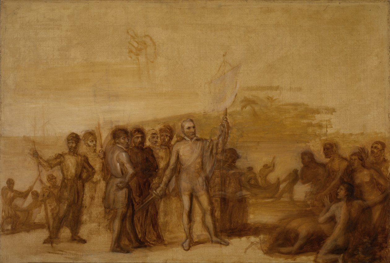 O desembarque de Colombo, c. 1840. de John Vanderlyn