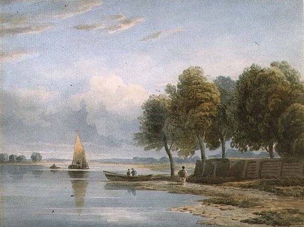Uma Vista do Tamisa em Millbank de John Varley