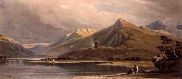 Castelo Dolbadern, Gales do Norte (aguarela sobre papel) de John Varley