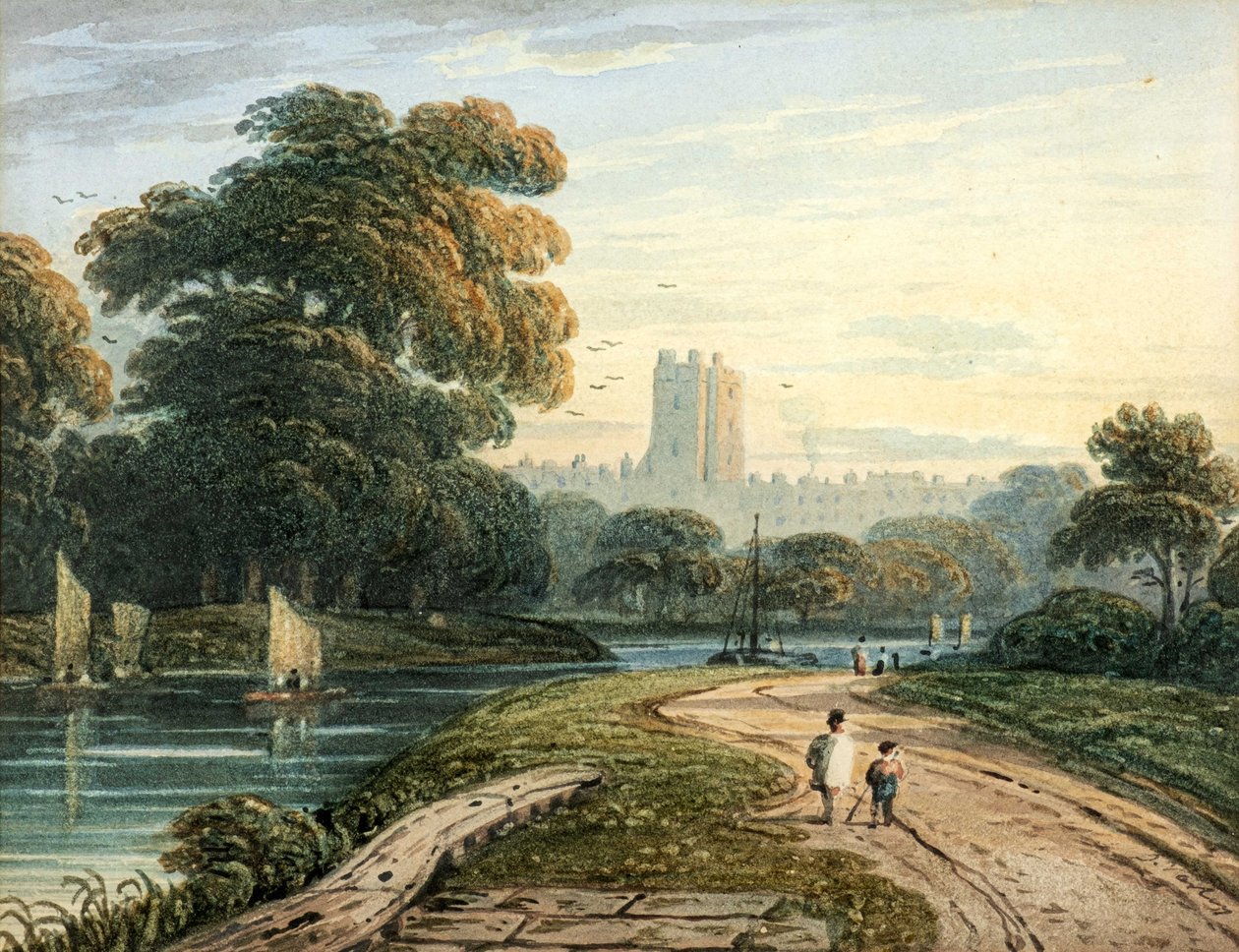 Figuras no caminho para Windsor (aguarela) de John Varley