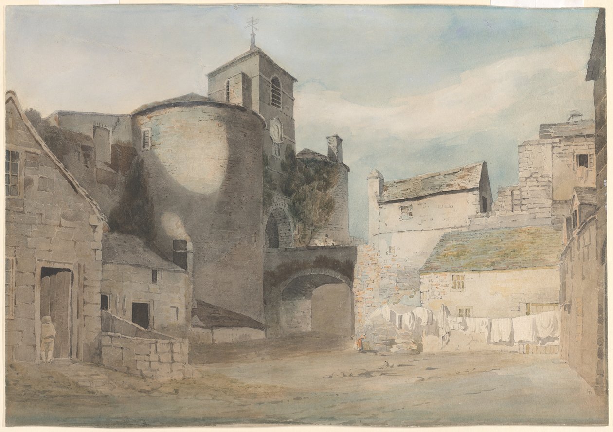 Entrada fortificada de uma cidade galesa (porta leste de Caernarvon) de John Varley