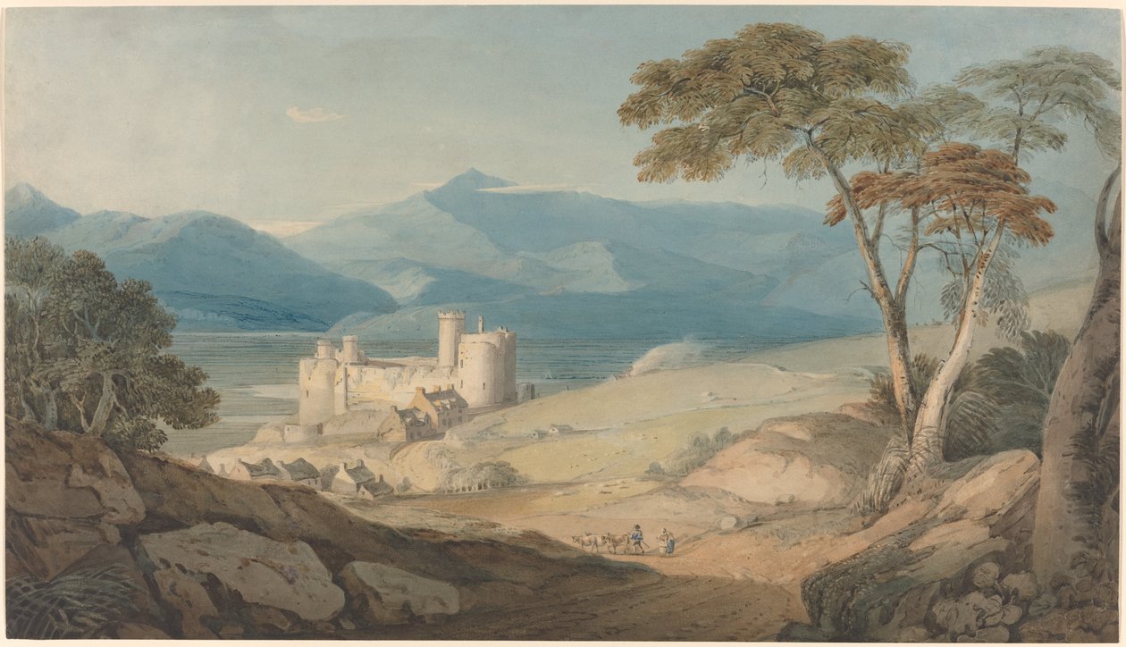 Castelo Harlech e Snowdon de John Varley
