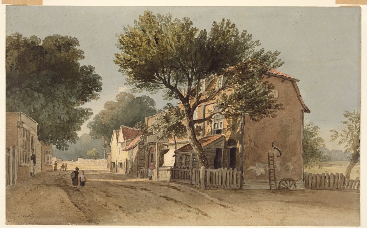 Leyton, Essex, c.1800 (aguarela sobre papel) de John Varley