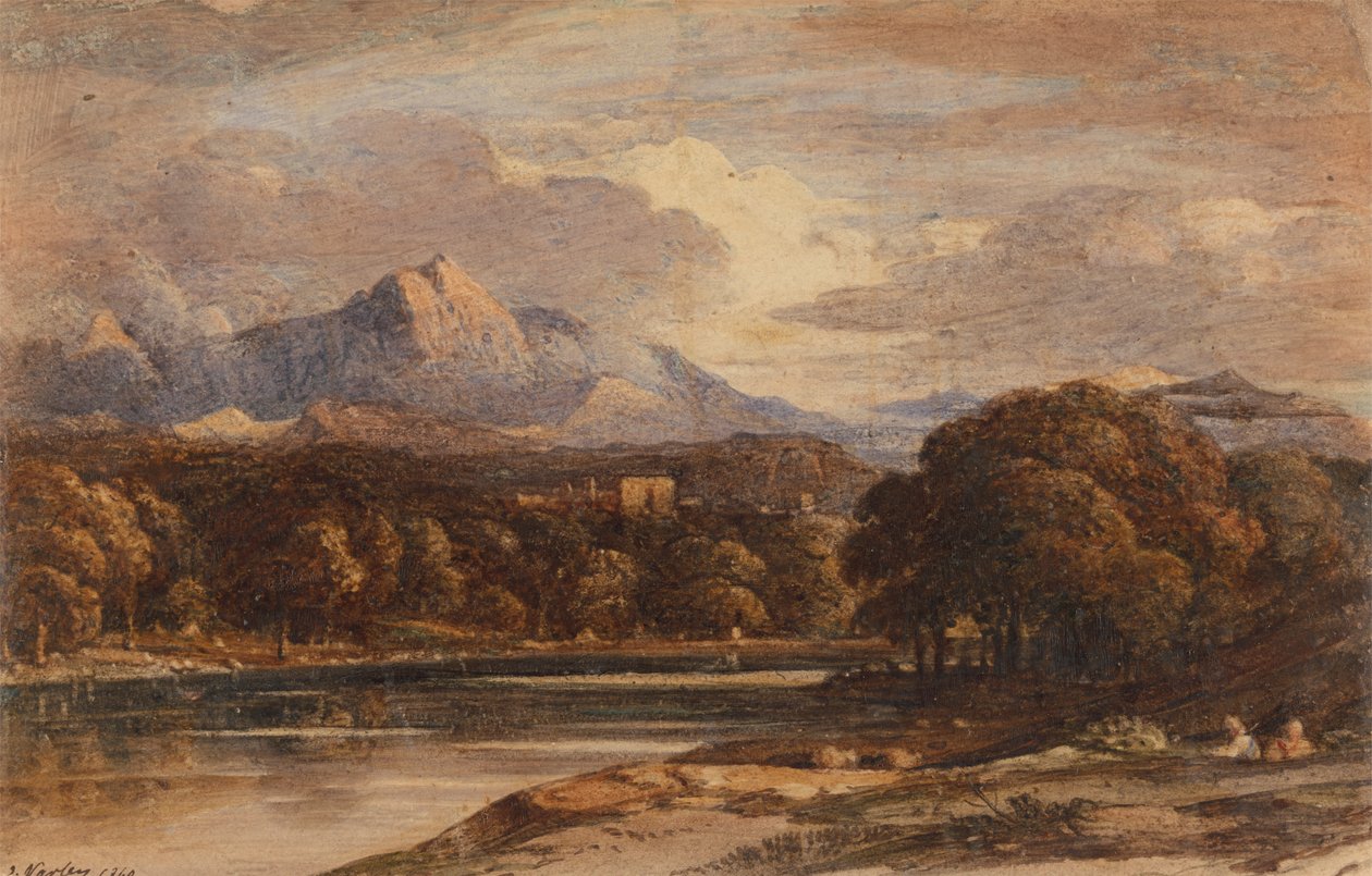 Paisagem montanhosa com lago de John Varley